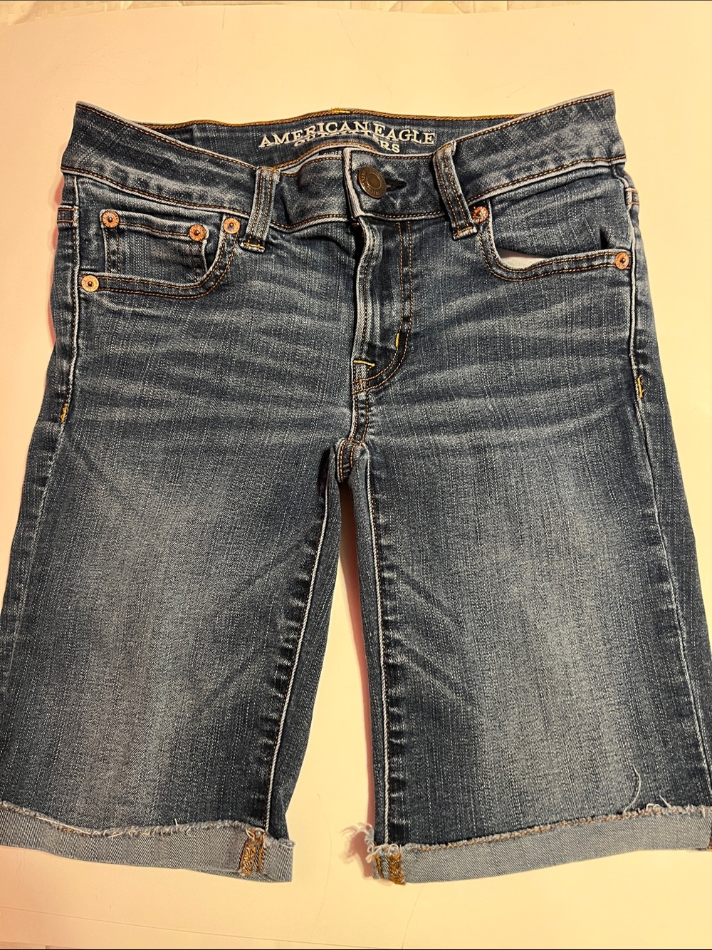 American Eagle Outfitters Skinny Bermuda Shorts Size 0 Super Stretch Denim